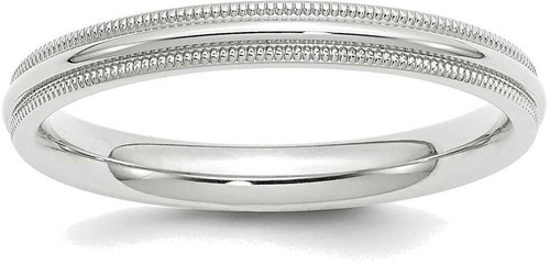 Image of 10K White Gold 3mm Milgrain Comfort Fit Band Ring