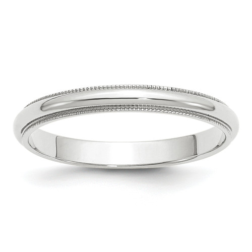 Image of 10K White Gold 3mm Milgrain Half Round Band Ring