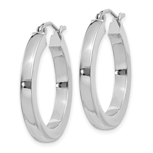 Image of 26.33mm 10k White Gold 3mm Polished Square Tube Hoop Earrings