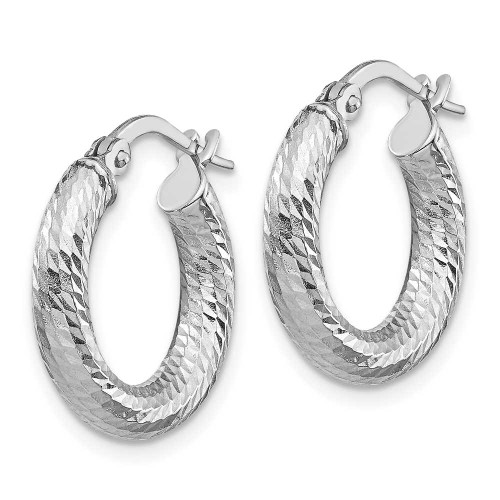 Image of 17.14mm 10k White Gold 3x10 Shiny-Cut Round Hoop Earrings 10LE469W