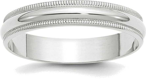 Image of 10K White Gold 4mm Lightweight Milgrain Half Round Band Ring