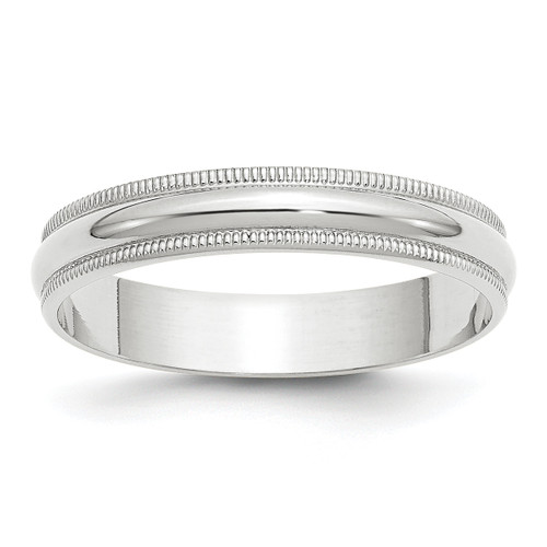 Image of 10K White Gold 4mm Lightweight Milgrain Half Round Band Ring