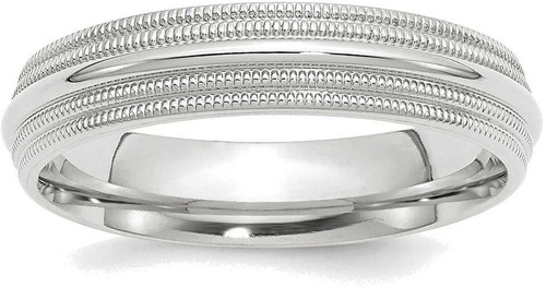Image of 10K White Gold 5mm Double Milgrain Comfort Fit Band Ring