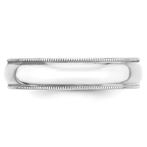 Image of 10K White Gold 5mm Lightweight Milgrain Half Round Band Ring