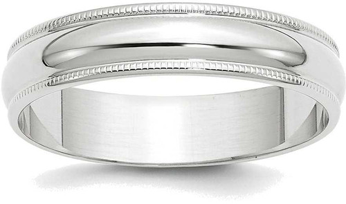 Image of 10K White Gold 5mm Lightweight Milgrain Half Round Band Ring