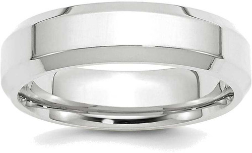Image of 10K White Gold 6mm Bevel Edge Comfort Fit Band Ring