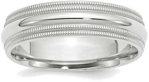 Image of 10K White Gold 6mm Double Milgrain Comfort Fit Band Ring