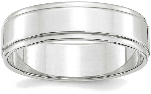 Image of 10K White Gold 6mm Flat with Step Edge Band Ring