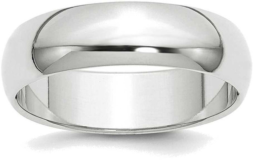 Image of 10K White Gold 6mm Half Round Band Ring