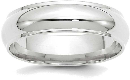 Image of 10K White Gold 6mm Half Round with Edge Band Ring