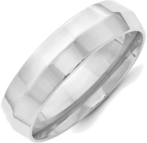 Image of 10K White Gold 6mm Knife Edge Comfort Fit Band Ring