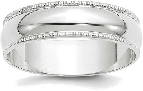 Image of 10K White Gold 6mm Lightweight Milgrain Half Round Band Ring