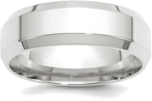 Image of 10K White Gold 7mm Bevel Edge Comfort Fit Band Ring