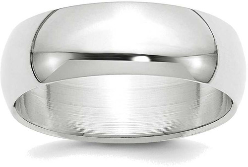 Image of 10K White Gold 7mm Half Round Band Ring