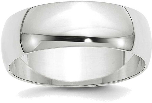 Image of 10K White Gold 7mm Lightweight Half Round Band Ring