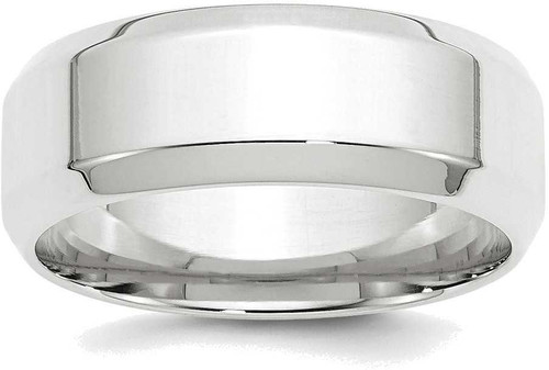 Image of 10K White Gold 8mm Bevel Edge Comfort Fit Band Ring