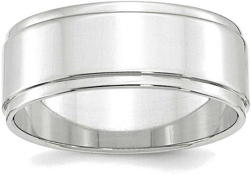 Image of 10K White Gold 8mm Flat with Step Edge Band Ring