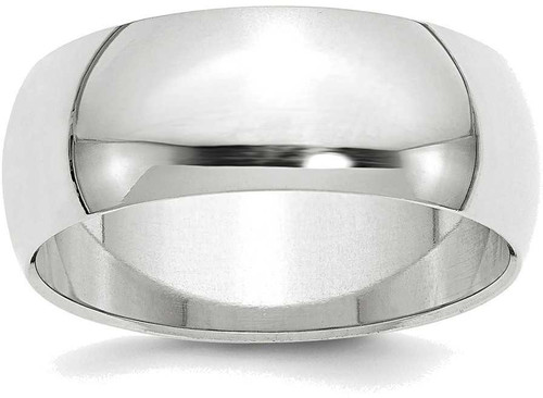Image of 10K White Gold 8mm Half Round Band Ring