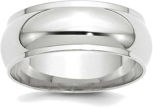 Image of 10K White Gold 8mm Half Round with Edge Band Ring