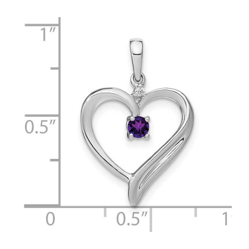 Image of 10k White Gold Amethyst and Diamond Heart Pendant PM7005-AM-001-1WA
