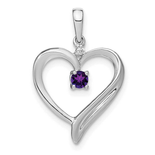 Image of 10k White Gold Amethyst and Diamond Heart Pendant PM7005-AM-001-1WA