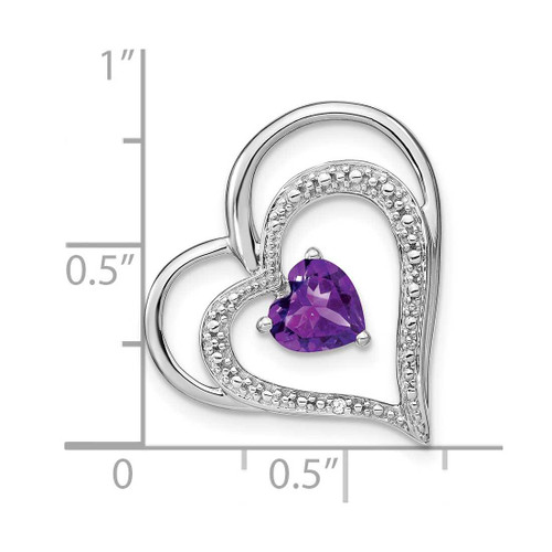 Image of 10k White Gold Amethyst and Diamond Mom Heart Pendant