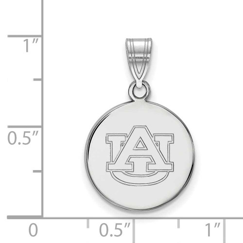 Image of 10K White Gold Auburn University Medium Disc Pendant by LogoArt