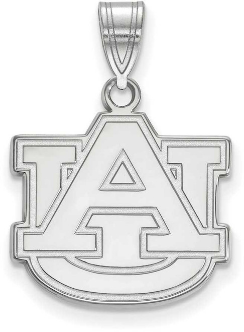 Image of 10K White Gold Auburn University Medium Pendant by LogoArt (1W003AU)