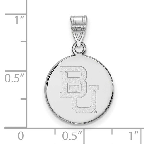 Image of 10K White Gold Baylor University Medium Disc Pendant by LogoArt (1W042BU)