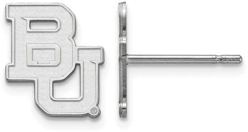 Image of 10K White Gold Baylor University X-Small Post Earrings by LogoArt (1W007BU)
