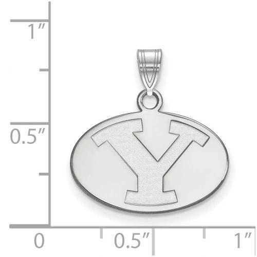 Image of 10K White Gold Brigham Young University Small Pendant by LogoArt (1W001BYU)