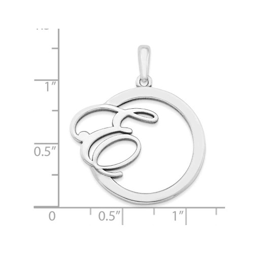 Image of 10k White Gold Casted Polished & Satin Initial in Circle Pendant