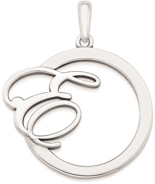 Image of 10k White Gold Casted Polished & Satin Initial in Circle Pendant