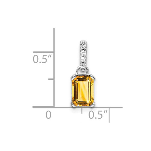 Image of 10K White Gold Citrine and Diamond Pendant PM7410-CI-004-1WA