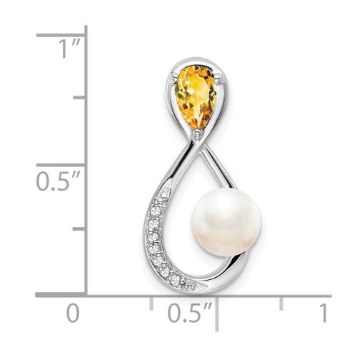 Image of 10K White Gold Citrine/Freshwater Cultured Pearl/Diamond Infinity Slide Pendant