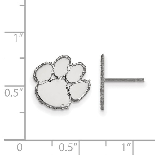 10K White Gold Clemson University Small Post Earrings by LogoArt