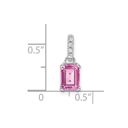 Image of 10K White Gold Created Pink Sapphire and Diamond Pendant PM7410-CPS-004-1WA