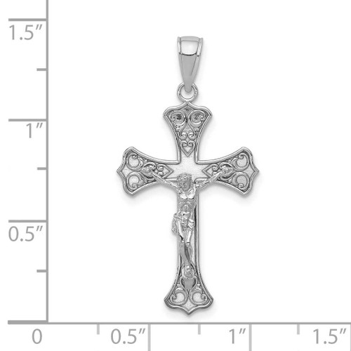 Image of 10K White Gold Crucifix Pendant 10C4345W