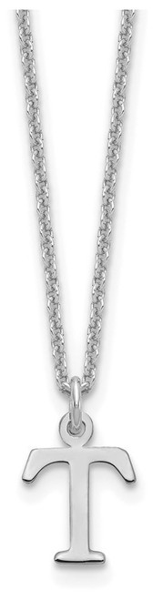 10K White Gold Cutout Letter T Initial Necklace