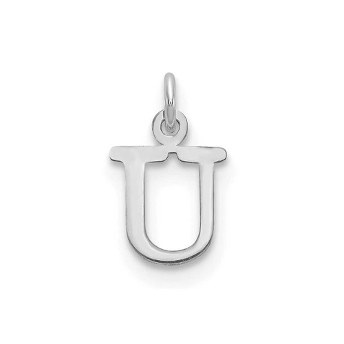 Image of 10K White Gold Cutout Letter U Initial Charm
