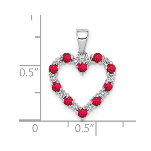 Image of 10k White Gold Diamond and .35ctw Ruby Heart Pendant