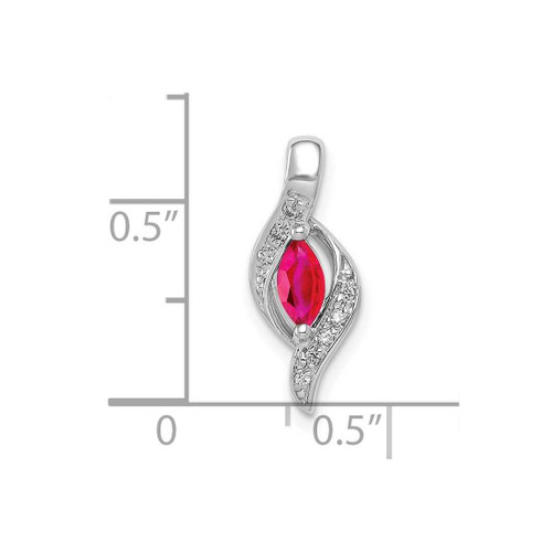 Image of 10K White Gold Diamond and Marquise .25ctw Ruby Pendant