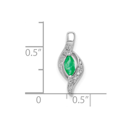 Image of 10K White Gold Diamond and Marquise Emerald Pendant