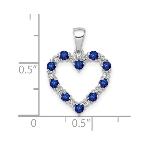 Image of 10k White Gold Diamond and Sapphire Heart Pendant