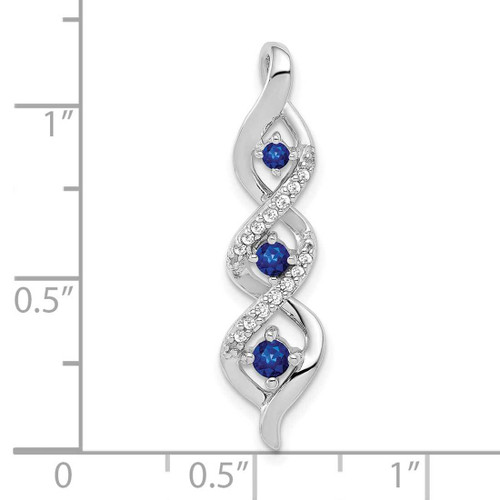 Image of 10K White Gold Diamond/.26ctw Sapphire 3-stone Twisted Chain Slide Pendant