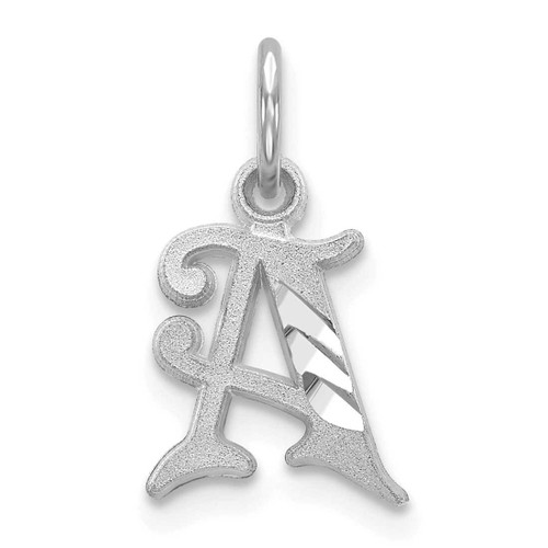 Image of 10K White Gold Diamond-cut Initial A Charm