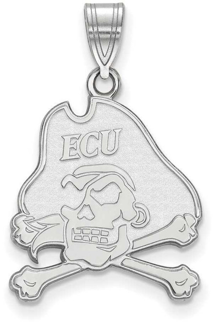 Image of 10K White Gold East Carolina University Large Pendant by LogoArt (1W004ECU)