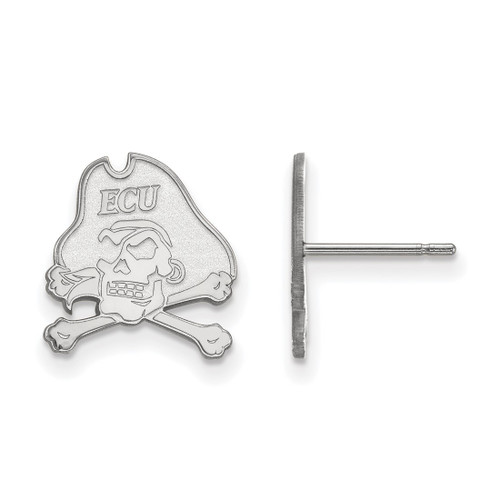10K White Gold East Carolina University Small Post Earrings by LogoArt 1W009ECU
