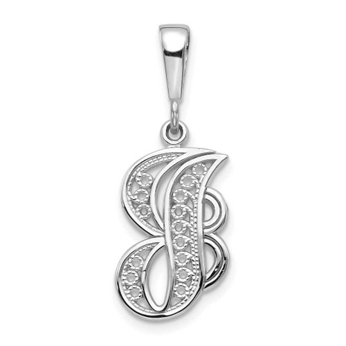 Image of 10K White Gold Filigree Initial J Pendant