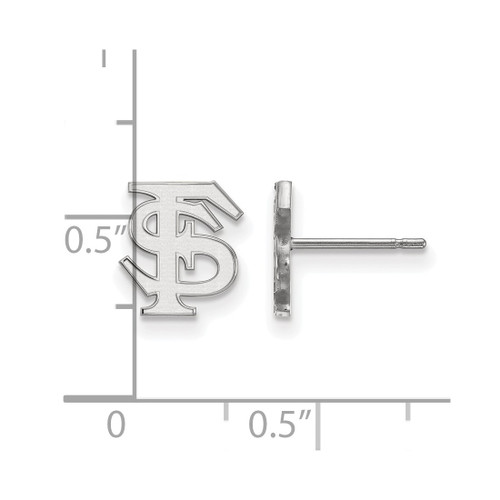 10K White Gold Florida State University X-Small Post Earrings LogoArt (1W008FSU)